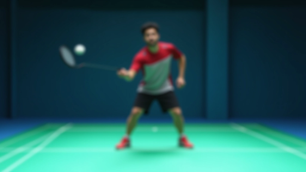 لاعب كرة ريشة في وضعية جاهزة على الملعب مع موضع قدميه الصحيح