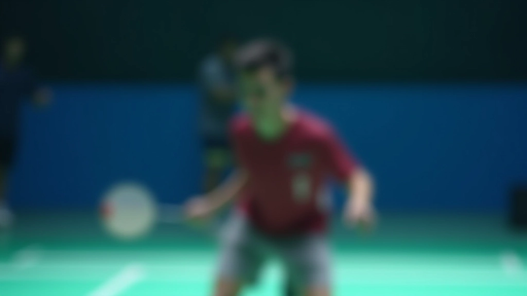 لاعب كرة ريشة في وضعية استعداد على الملعب المهني