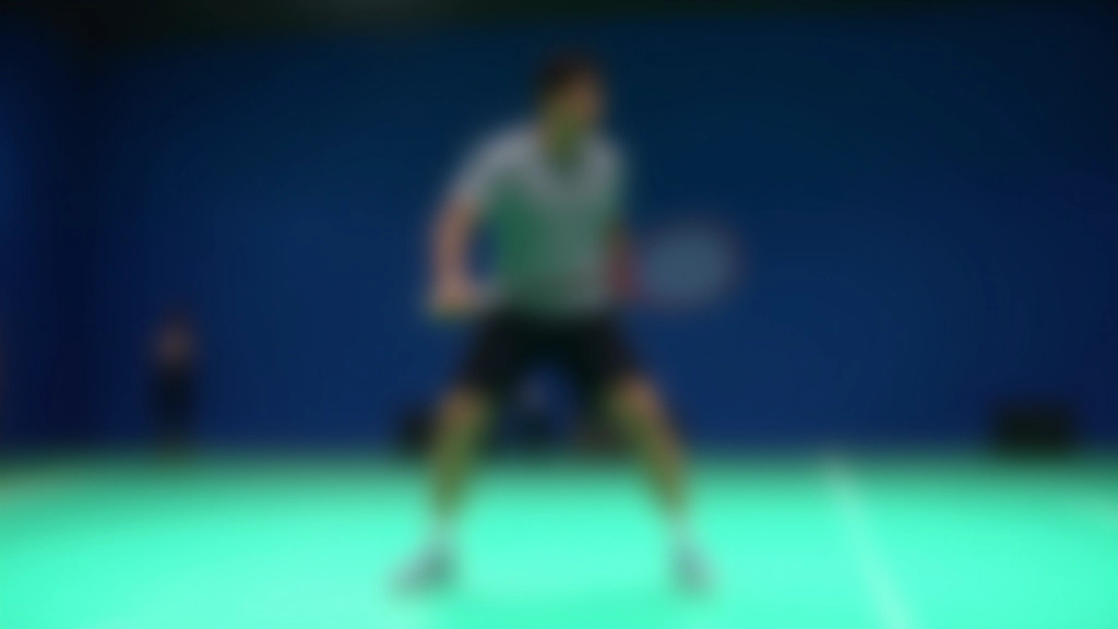 لاعب كرة ريشة في وضع استعداد على الملعب